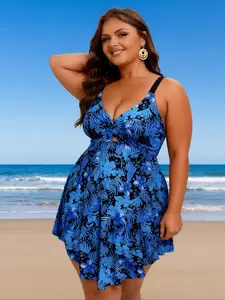 2026 New Plus Size Digital Print Tankini, Modest & Figure-Flattering Two-Piece Swimwear