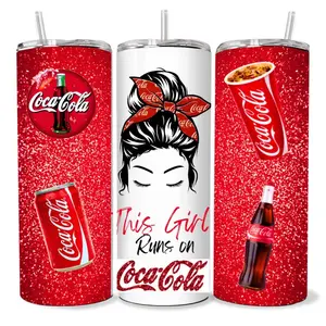 This Girl Runs on Coca Cola 20 oz Tumbler - BPA Free, stainless steel, Leak proof, durable, with clear lid