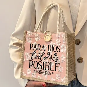 Christian Theme Handbag, Para Letter Pattern, Reusable Printed Fashionable Tote Bag, Dual Shoulder Straps Shopping Book Bag, Large Capacity Crossbody Bag