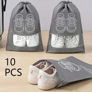 10-Piece Travel Shoe Bag Set, Lightweight Transparent Design, Perfect for Storing Shoes & Luggage, Compact Storage Solution