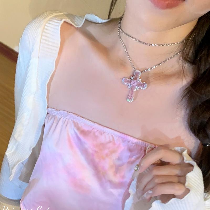 Pink Cross Necklace Everyday Fashion Accessory for Men and Women Ideal Christmas Gift with Elegant Design and Durable Chain