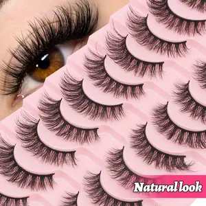 Natural Thin Voluminous Curled Eyelashes, Band, Soft Waterproof Reusable Beginner Friendly, Perfect for Daily Wear Party Travel Gift