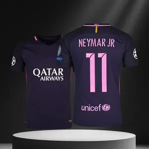 16 17 Barcelona 11# Neymar JR Away Short Sleeve Retro Soccer Jersey Barca Fans Version Football Jersey Quick Drying