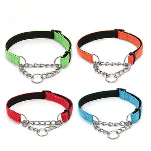 Adjustable Reflective Nylon Dog Lead P Chain Soft Inner Lining for Training Walking