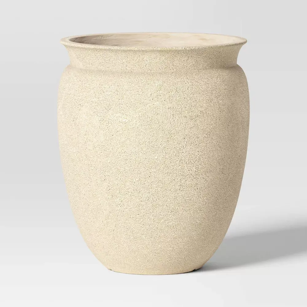 Small Plastic Outdoor Planter Pot Cream 14"x14" - Threshold designed with