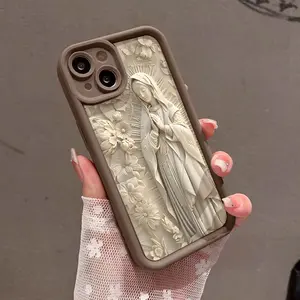 Feminine Soft Case for iPhone11/12/13/14/15/16/promax/x/xs/xr/xsmax Case Virigin Mary statue Durable, Ultra Slim, Cute and Practical | Lightweight Protective Case for Her