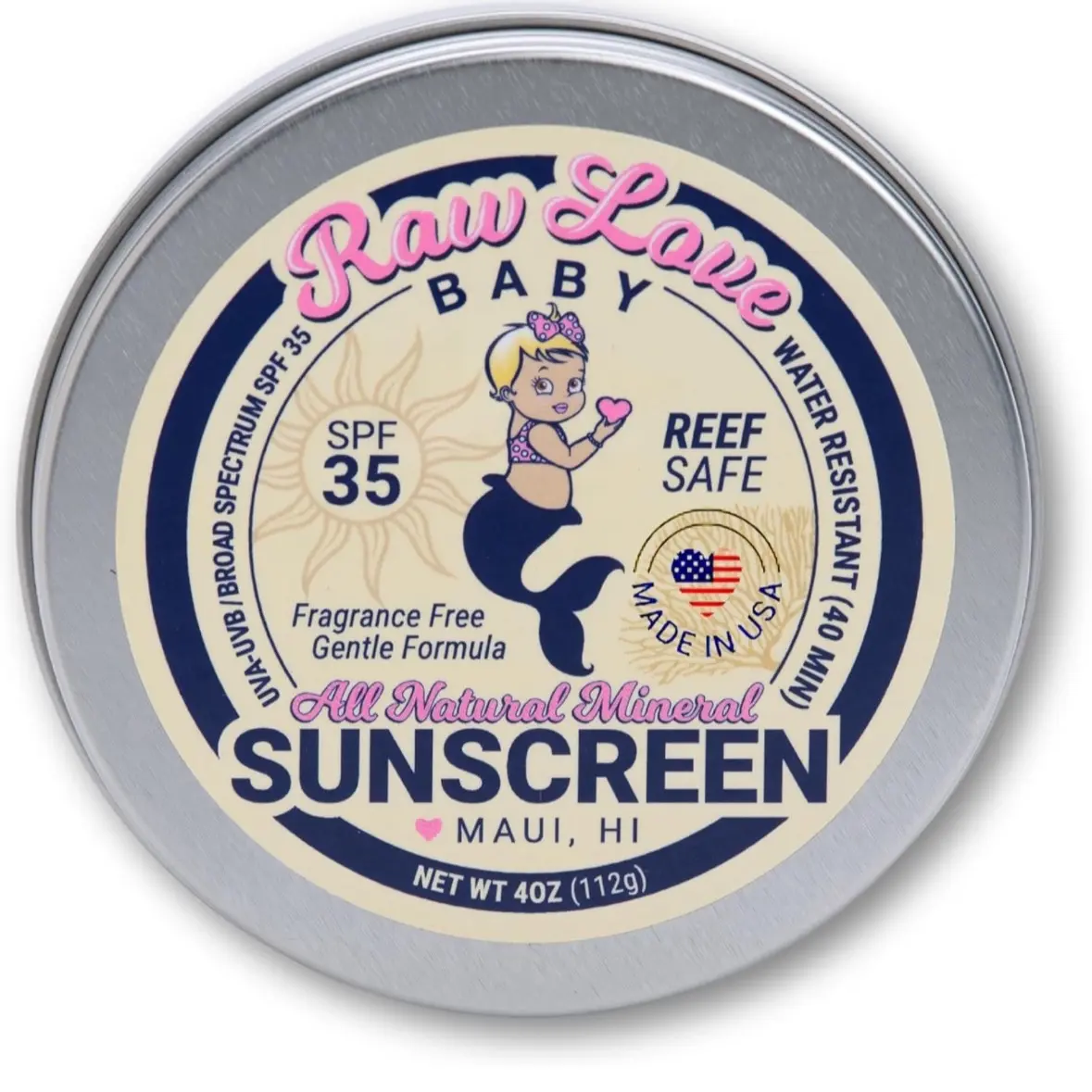 Raw Love Reef Safe Children’s Sunscreen SPF35 | Kids Natural Mineral Sunscreen | Sensitive Skin, Fragrance Free Zinc Oxide SPF 35 | No Chemicals, Reef Safe, Water Resistant | 4oz Facial Organic Skincare Facial Gentle Comfort Jojoba Gentle Coconut Skincare
