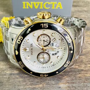 Brand New Men’s Invicta Watch - Black White Silver Gold - 100% Authentic Invicta