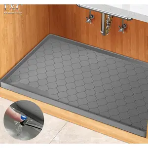 34"x 22" Silicone Under Sink Mat, Kitchen Essentials Gadgets Shelf Liner Cabinet Protector, Waterproof Home Organizers Storage Tray for Bathroom Cabinet Use