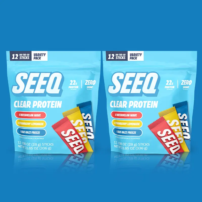 SEEQ 2-Count Trial Bundle Whey Isolate Protein Powder Sticks - 22g Per Serving, Sugar Free, 0 Lactose, Protein Shake Base, Gym Post Workout Nutrition, On-The-Go, Selfcare for Adults