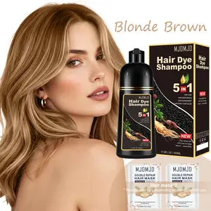 Blonde Brown Hair Dye Shampoo 3-in-1 for Women & Men, Instant Root-to-Tip Color in Minutes, Covers Gray Hair, Long-Lasting 3–4 Weeks, Gentle Herbal Formula, Easy At-Home Hair Coloring, 16.9 fl oz / 500ml