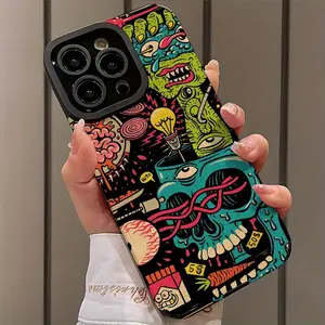 Hand-Painted Artistic Pattern Shockproof Protective Ultra-Thin Phone Case, Suitable for iPhone 16/15/14/13/12/11 Pro Max, Stylish Gift for Him or Her, Accessories