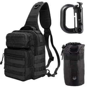 Tactical Multifunctional Crossbody Bag Chest Pack, Adjustable Crossbody Bag, Cycling Hiking Fishing Shoulder Backpack, Outdoor Water Bottle Holder, Nylon Material