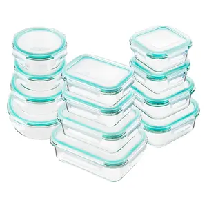 Eco-Friendly 12-Piece Glass Meal Prep Containers, 4 Sizes Stackable with BPA-Free Blue Lids, Reusable Food Storage for Easter Brunch, Camping & Healthy Meal Planning, Sustainable Kitchen Essential