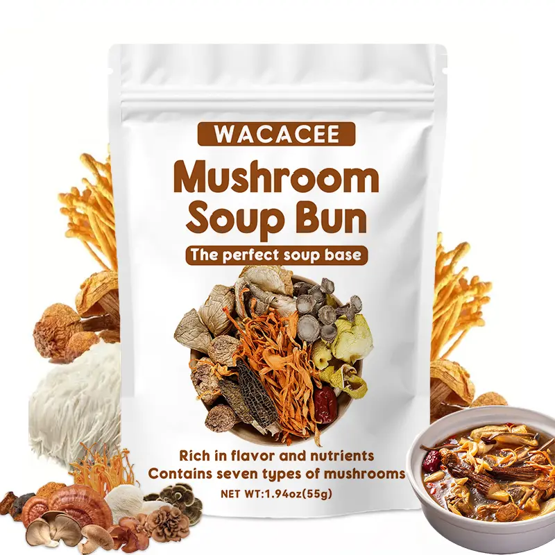 WACACEE Dried Mushroom Soup Sachets - Pre-Mixed Assorted Dried Fungus Combination, 1.94oz (55g) Sun-Dried No Added Sugar Soup Ingredient Packs for Stews, Nourishing Cooking Essentials