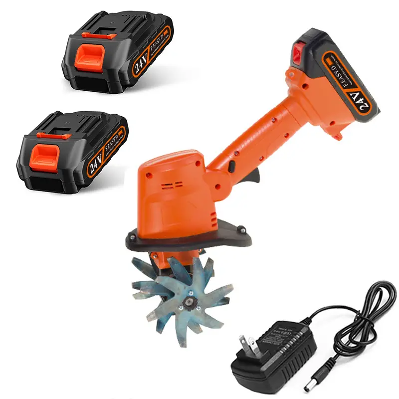 24V Cordless Mini Tiller - Handheld Cultivator w/Fast Charger | 235RPM Tilling Machine for Home Garden & Small Farm