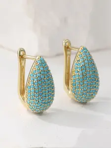 Vintage Luxurious Synthetic Turquoise Hoop Earrings, Elegant Fashion Style, Chic Hoop Style, Statement Earrings, Perfect Gift for Her, Daily Wear, All Seasons Wear and Vacation