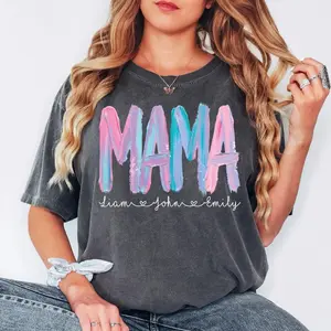 (LEAVE A NOTE or DM SHOP) Custom Comfort Colors Mama Custom Name Shirt, Personalized Mom Shirt, Mothers Day Gift Shirt, Custom Kids Names Shirt, Mom Life Shirt