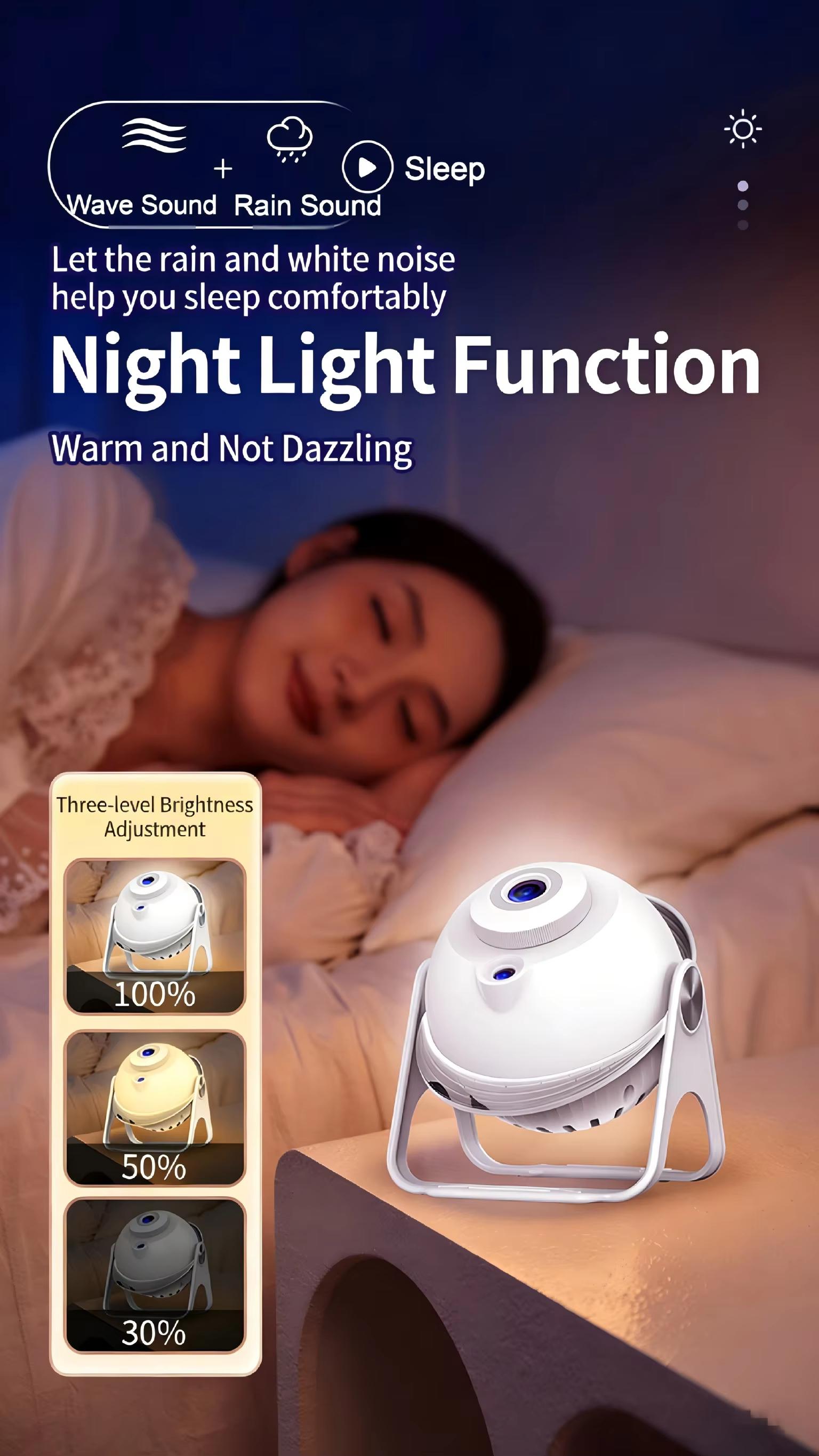 Galaxy Star Projector, ASMR Visual & Auditory Sleep Aid with 13 HD Film Discs, 20 Soothing Sounds, Meteor Shower Effect, Built-in Bluetooth Speaker, Remote Control, Dimmable Night Light for Bedroom Relaxation