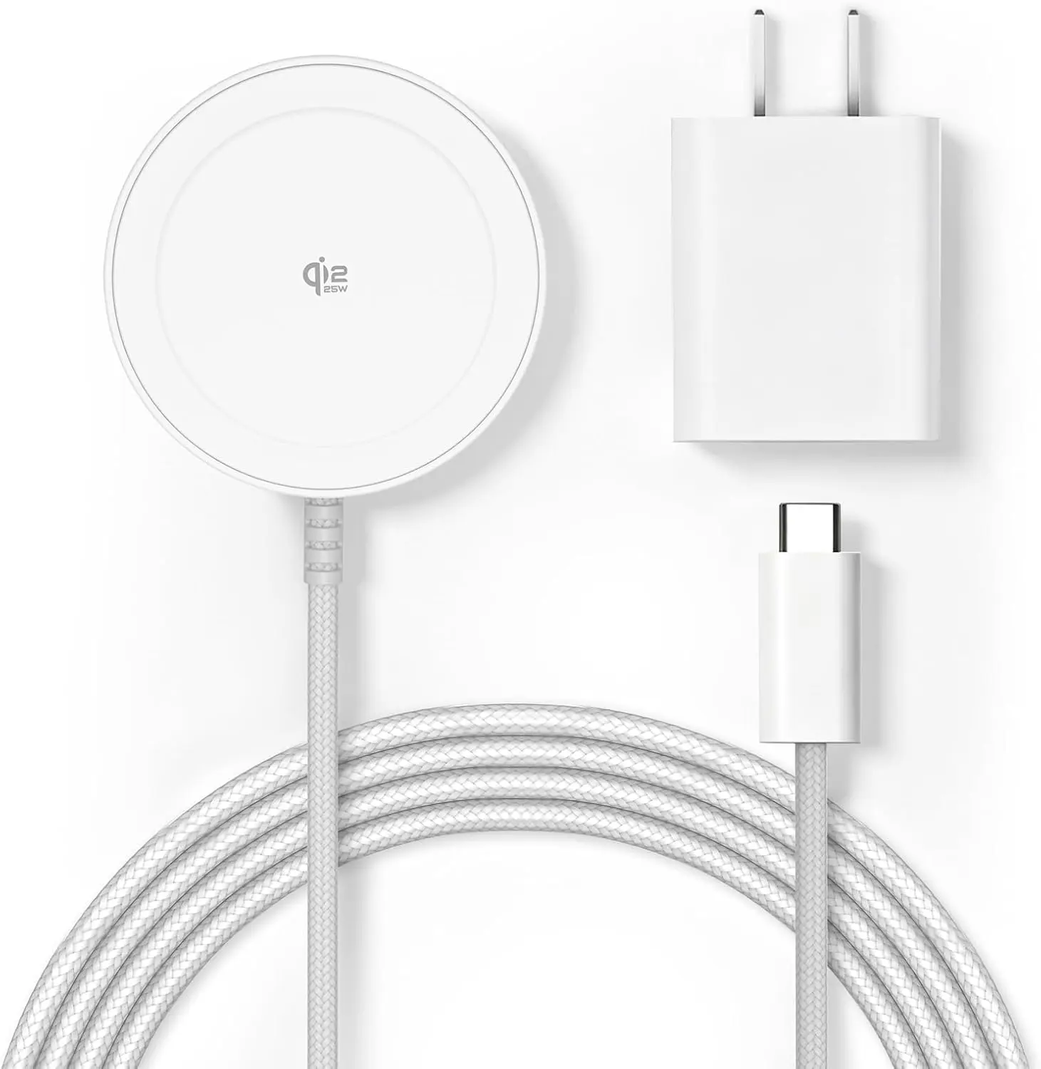Magnetic Wireless Charger 25W Qi2 for Magsafe Charger for iPhone 17/16/15/14/13/12Pro Max, Air pods 4-2Pro, Samsung Galaxy, Google Pixel, and More, Lightweight for Travel Home Office Desk(White)