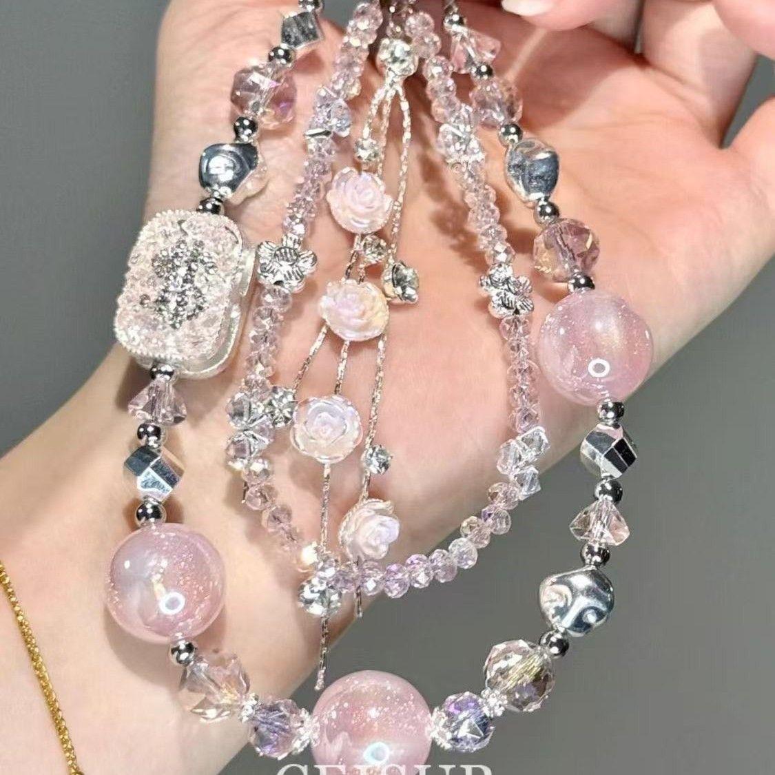 Boho Handmade Beaded Phone Charm! Cute Crystal Wrist Strap with Keychain, Aesthetic Phone Accessory for Women & Girls, Fits All Phones, Perfect Bag Charm Gift