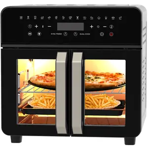 Air Fryer Toaster Oven Combo 24 QT French Door Countertop 360 Degree Air Flow 15 Cooking Functions Digital Controls 13 Accessories Included Stainless Steel Finish