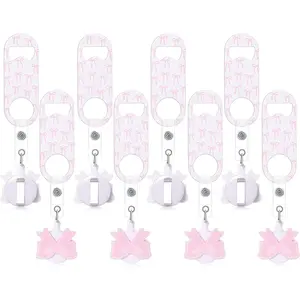 8 count Retractable Flat Bottle Opener Bartender  Opener with Round Badge Reel Clips Holder Bar  for Bartender Gifts Kitchen  Party Supplies (Bow,)