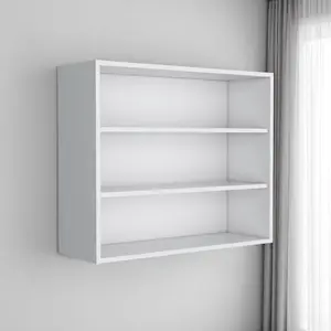 HomeRoots 571738 30 x 36 x 12 in. White Wood 3 Tier Wall Mounted Floating Shelf