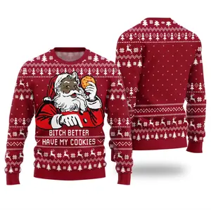 Funny Bitch Better Have My Cookies Christmas Sweater – Ugly Xmas Pullover for Men & Women | Santa Cookie Lover Holiday Knit
