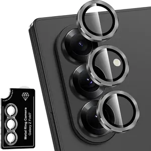 One-Click Metal Lens Protector for Samsung Z Fold 7, Tempered Glass Camera Lens Film, Compatible with Galaxy Z Fold7/6/5, Includes Locator