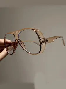 Cat Eye Large Frame Women's Blue Light Blocking Glasses, Fashion Plain Eyeglasses, Casual Style, All Seasons, PC Material