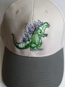 GODZILLA Monster Embroidered Hat/Cap - Buckle Back - Tan/Green