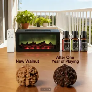 Ultrasonic Flame Humidifier with 7-Color LED & Wireless Remote, Large Capacity with Massage Hand Ball for Home, Office