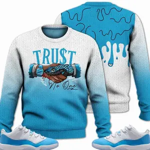 11 Low University Blue Outfits, Low University Blue 11s Ugly Sweater, Snake Trust No One Streetwear Unisex Sneaker Matching Shirts