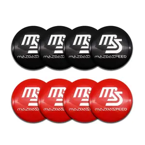 4pcs 56mm Car Wheel HUB Center Cap Emblem Sticker, Ms Logo Wheel Cover, Fits Mazda Ms 3 6 Gh Atenza Cx5 Cx3 Cx9 Rx7 Rx8 Axela Models
