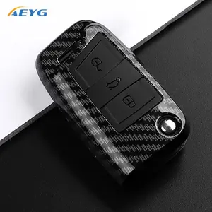 ABS Carbon Fiber Car Key Case Cover Car Key Protector Car Key Accessory Key Fob Shell For VW Volkswagen Golf 7 MK7 Tiguan MK2 For SEAT Ateca Leon FR 2 Ibiza For Skoda Octavia Car Key Holder