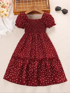 Girl's Polka Dot Print Dress, Casual Cute Dress for Summer, Kids Clothes for Daily Wear