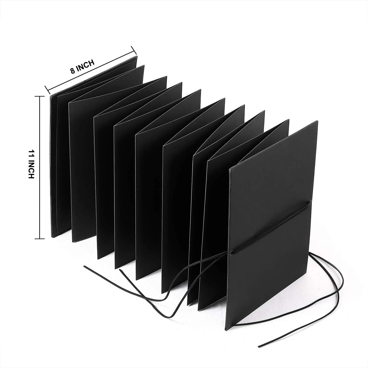 Accordion Fold Blank Album, 11x8 Inch Hardcover Black Kraft Paper Scrapbook Photo Album, Stretchable DIY A4 Notebook for Wedding Guest Book & Anniversary Memory Keeping