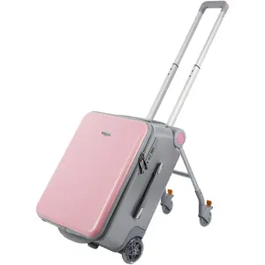 Ride-On Portability Suitcase,Carry on Luggage with Wheels,Portable Storage Luggage,Rolling Travel Luggage With Kids Seat for Airplane,2-in-1 Case（Pink/Blue/Black）