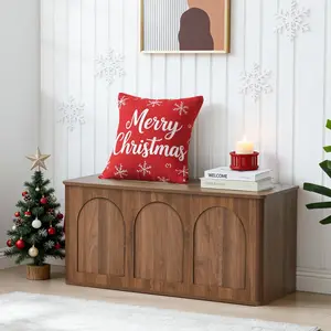 Giratree 39'' Shoe Storage Bench, Wood Storage Chest with Flip-Top, Farmhouse Wooden Storage Chest for Hallway, Bedroom, Living Room