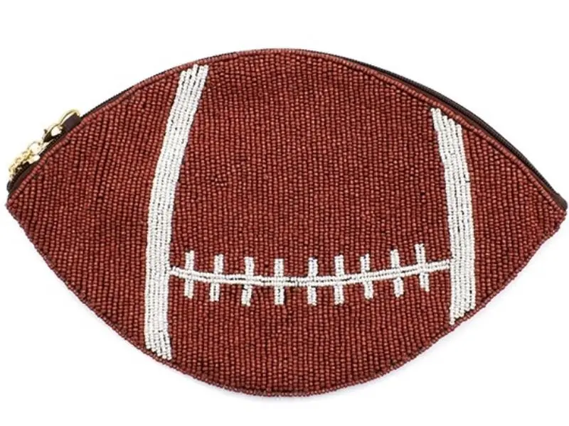 Treasure Seed Bead Football brown Clutch Bag