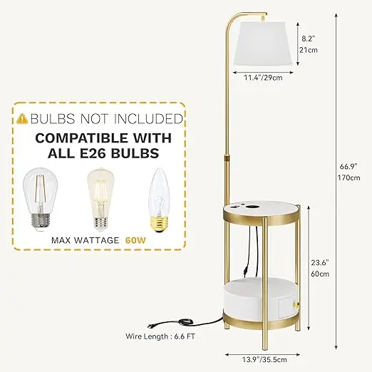 65" Floor Lamp with Table
