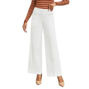 GRAPENT Denim Jeans Womens Pull On Baggy Stretchy High Waisted Wide Leg Trouser Pants Trendy Front Seam 90s Loose Jean