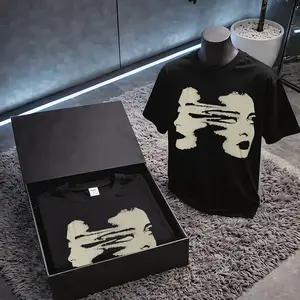 Trendy Instagram-style streetwear T-shirt with artistic human face graffiti print, loose casual street-style top, 100% pure cotton, comfortable summer breathable design, men’s T-shirt, women’s T-shirt Menswear Tshirt Crewneck Crewneck Tropical Tropical