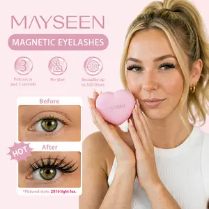 MAYSEEN Soft Magnetic EyelashesAll-in-One Box,Reusable, No Glue, Waterproof, Lightweight，Purchase includes a free eyelash curler, eyelash setting spray, eyebrow pencil, and cosmetics,buy 1 get 5.