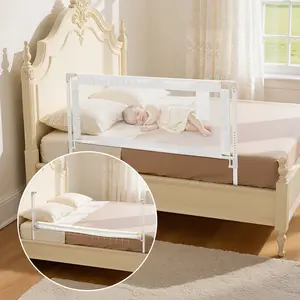 VEVOR Toddler Bed Rail, Kids Beds Guard Rail with Reinforced Iron Pipe and Oxford Cloth, Adjustable Height Bed Side Railing, Portable Guard Bumper Barrier for Crib, Bunk, 59.06 x 35.04 in, 1 Piece