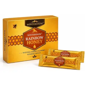Rainbow Honey Packets  - 12 Pack 20g Each - Premium Herbal Blend with Black Ginger & Ginseng - No Spill Sachet