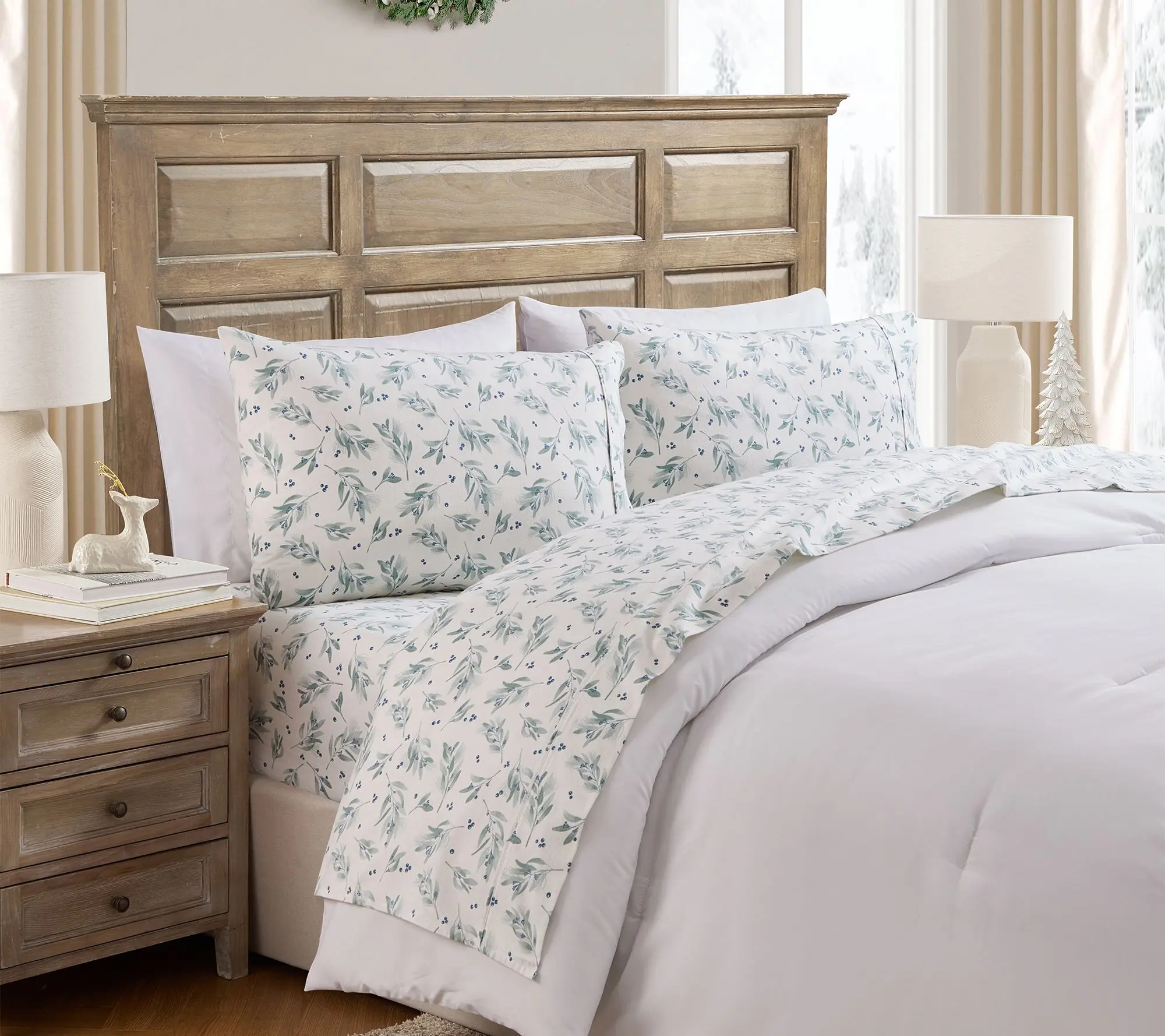 Hallmark Leafage Brushed Cotton Flannel Sheet Set, Queen Hallmark Leafage Brushed Cotton Flannel Sheet Set, Queen