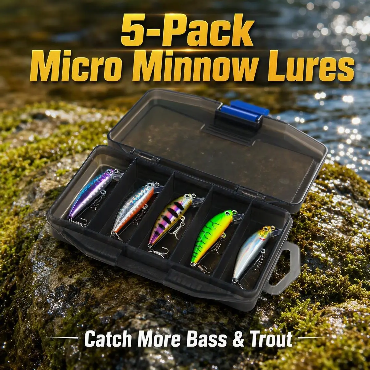 Slow Sinking Minnow Lure Set 5Pcs with Free Storage Box for Double Catch Rate Fishing Gear