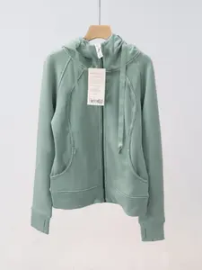 Women's Yoga Hoodie Cardigan Activewear, Fall Winter Fleece Lined, High-End Casual Sporty Slim Fit Outerwear, Comfortable and Stylish